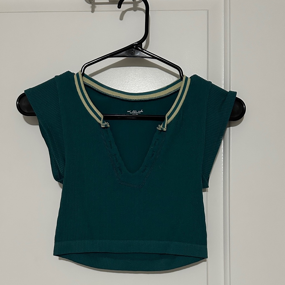 Urban Outfitters “Go for Gold” Teal Crop Top